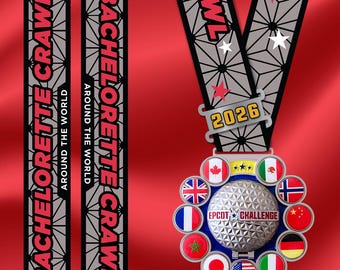 EPCOT Bachelorette Around the World Challenge Passport Medal | Drinking | 11 Country Flags | Mixed Reality | Digital Passport Photos