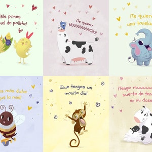 Punny Spanish Language Cartes de Saint-Valentin | Cartes de Saint-Valentin imprimables en espagnol, cartes bilingues de Saint-Valentin