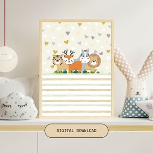 Animal Printable cute Wall Art for Baby Kids Playroom digital Printable Art lovely gift for Baby Shower Party Home Decor Poster Decoration