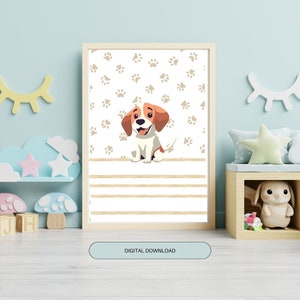 Cute Little Dog digital Wall Art Animal print Home Decor for Baby Toddler Room Printable Art gift for Playroom Baby Shower Party