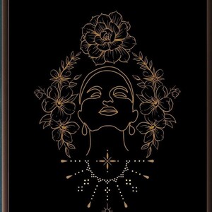 Woman's Face Wall Art Printable Celestial digital printable feminine gift printable Modern Wall Art Bohemian Printable Flowers trendy Poster
