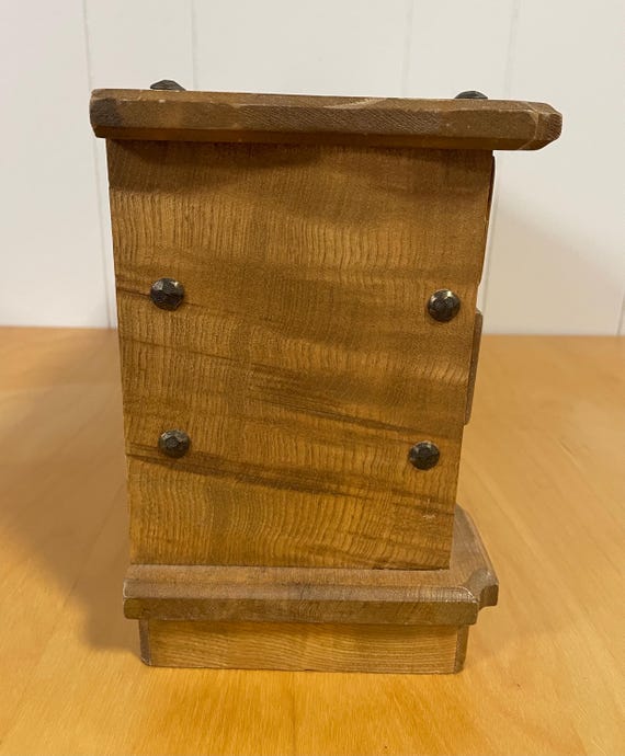 Rare Extra Large Midcentury Solid Wood Jewelry Bo… - image 2