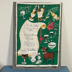 Midcentury Irish Linen Textile Bar and Home Decor
