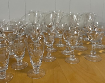 Vintage Fostoria Rose Crystal Stemware Etched Variety of Sizes