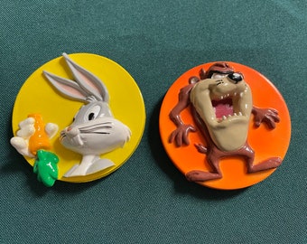 Vintage Classic Looney Tune 3 D Rubber Pins Bugs And Taz