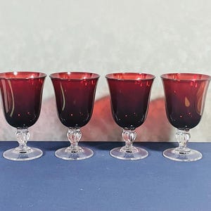 Vintage Crystal Ruby Red Goblets Cristal D' Arques Durand Set Of 4