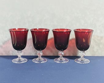 Vintage Crystal Ruby Red Goblets Cristal D' Arques Durand Set Of 4