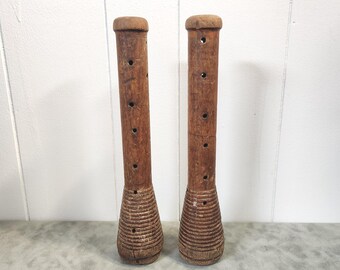 Vintage Wooden "Beehive" Style Textile Mill Bobbins