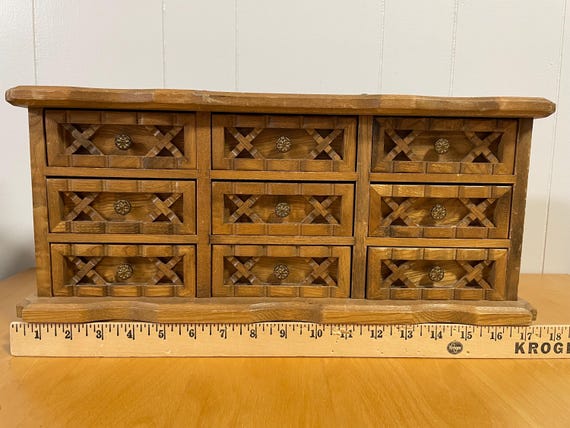 Rare Extra Large Midcentury Solid Wood Jewelry Bo… - image 8