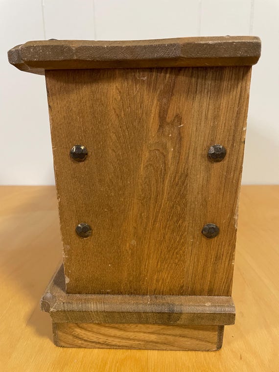 Rare Extra Large Midcentury Solid Wood Jewelry Bo… - image 4