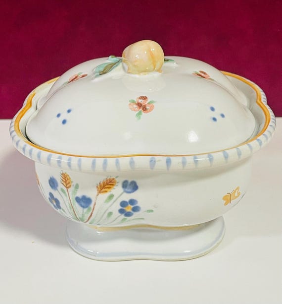 Vintage Porcelain Trinket Box Prestige Place Provence Collection Japan Birds And Blooms View 3