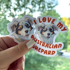 Wasserdichter, von Studio Ghibli inspirierter Aufkleber 'I Love My Australian Shepard' - Perfekt für Hundeliebhaber!