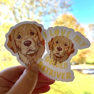 Wasserdichter, von Studio Ghibli inspirierter Aufkleber 'I Love My Golden Retriever' - Perfekt für Hundeliebhaber!