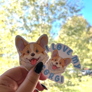 Wasserdichter, von Studio Ghibli inspirierter Aufkleber 'I Love My Corgis Sticker' - Perfekt für Hundeliebhaber!