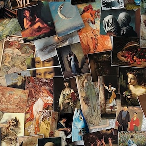 Classic Fine Art Sticker Pack – 50 Waterproof Stickers of Famous Paintings, Art for Journals, Laptops & Crafts (Pack 1)