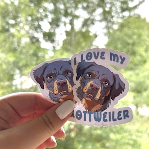 Wasserdichter, Studio Ghibli inspirierter Aufkleber 'I Love My Rottweiler' - Perfekt für Hundeliebhaber!