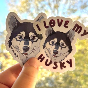 Wasserdichter, von Studio Ghibli inspirierter Aufkleber 'I Love My Husky' - Perfekt für Hundeliebhaber!