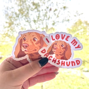 Wasserdichter, von Studio Ghibli inspirierter Aufkleber 'I Love My Dachshund' - Perfekt für Hundeliebhaber!