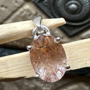 Natural Cacoxenite 925 Solid Sterling Silver Pendant 16mm