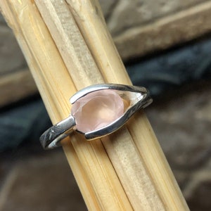 Natural 1ct Rose Quartz 925 Solid Sterling Silver Engagement Ring Size 6, 7, 8, 9