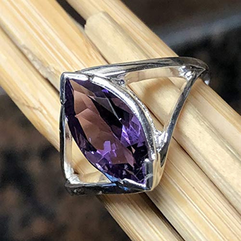 Natural 2ct Purple Amethyst 925 Solid Sterling Silver Ring Size 6, 7, 8, 9 image 5