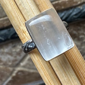 Genuine White Selenite 925 Solid Sterling Silver Ring Size 7