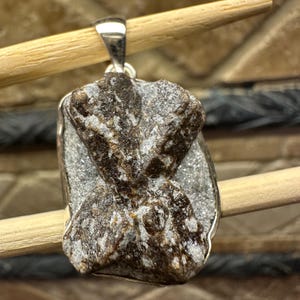 Natural Super High Vibrational Staurolite 925 Solid Sterling Silver Pendant 45mm