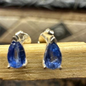 Natuurlijke koningsblauwe kyaniet 925 massief sterlingzilveren oorknopjes 6 mm