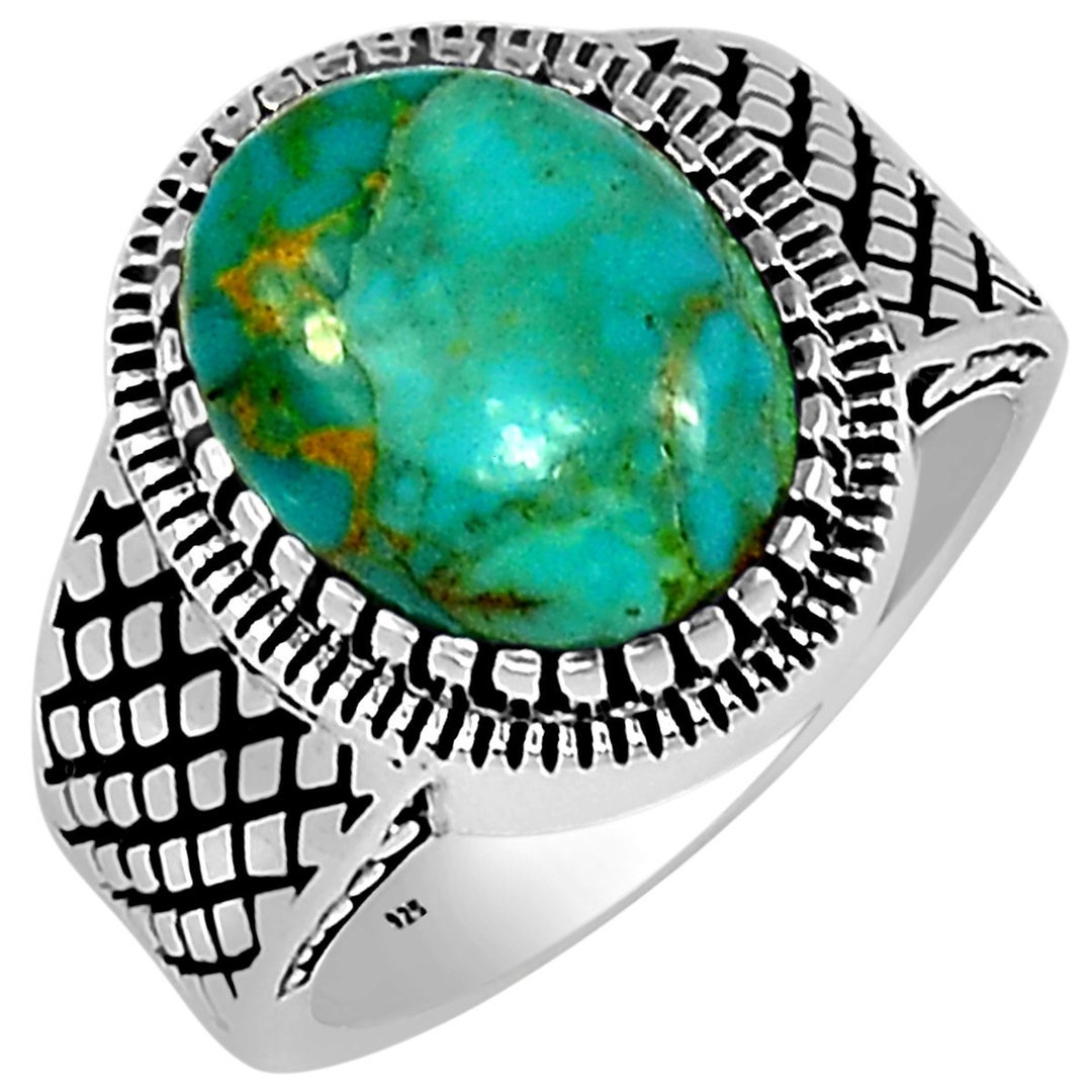 Natural Blue Mohave Turquoise 925 Solid Sterling Silver Men's Ring Size ...