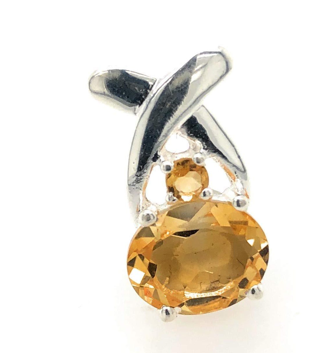 Pendentif Bulran Argent 925 Et Or Rose - Citrine Or 30.05 Ct - Saphirs Et Spinelles