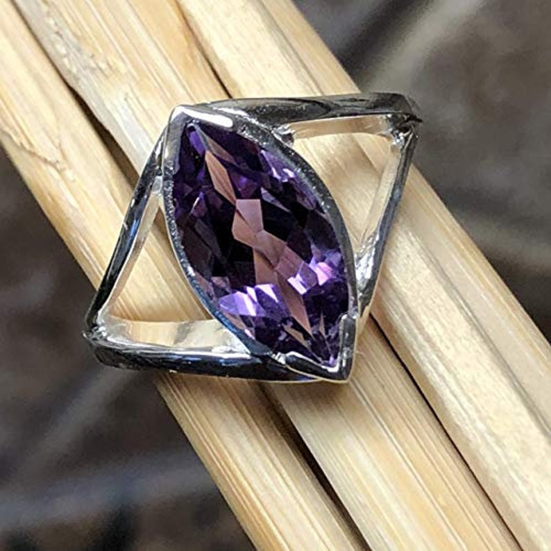 Natural 2ct Purple Amethyst 925 Solid Sterling Silver Ring Size 6, 7, 8, 9 image 2