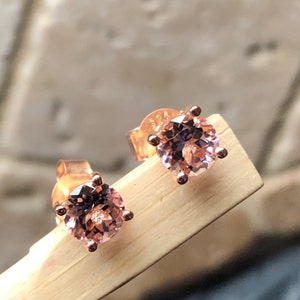 Natural Peach Morganite 14k Rose Gold Over Sterling Silver Earrings 4mm