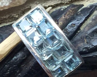 Natural 2ct Blue Topaz 925 Solid Sterling Silver Pendant 22mm