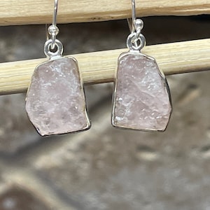 Natural Pink Morganite 925 Solid Sterling Silver Earrings 25mm