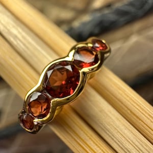 Natural  Garnet 14K Yellow Gold Vermeil Wedding Ring Size 5, 6, 7, 8, 9