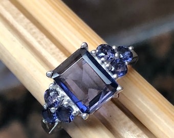 Natural 4ct Iolite 925 Solid Sterling Silver Wedding Ring Size 5, 6, 7, 8, 9, 10