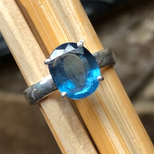 Teal Blue Kyanite Engagement Ring: 925 Sterling Silver, Handmade