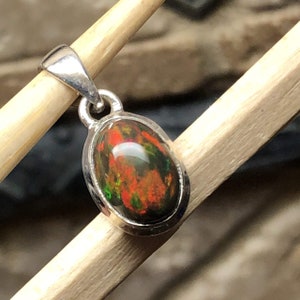 Genuine Chalama Black Opal 925 Solid Sterling Silver Pendant 18mm image 3