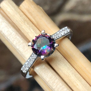 1ct Mystic Topaz 925 Solid Sterling Silver Engagement Ring Size 7, 8
