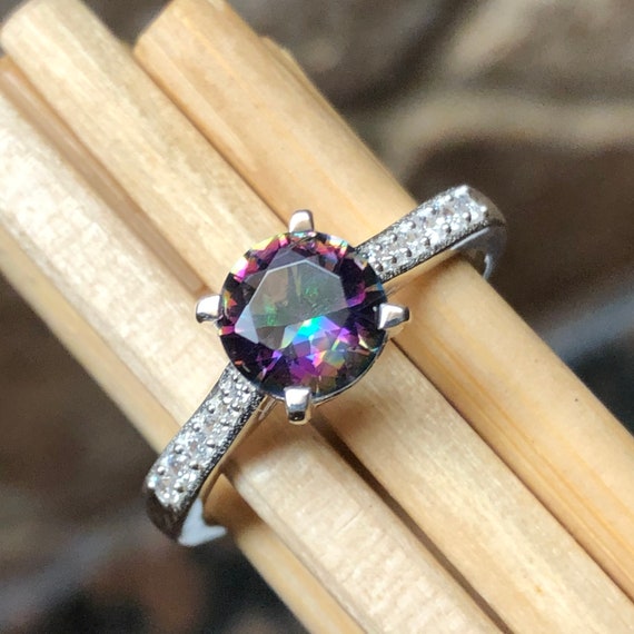 Mystic Topaz Engagement Ring Bohemian Rainbow Statement Ring Unique  Gemstone Mood Ring Sterling Silver Gypsy Ring Large Oval Ring - Etsy