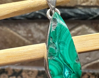 Malachite naturale in Chrysocolla 925 Pendente Argento Massiccio 35mm