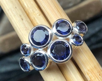 Natural 4ct Iolite 925 Solid Sterling Silver Wedding Ring Size 6, 7, 8, 9