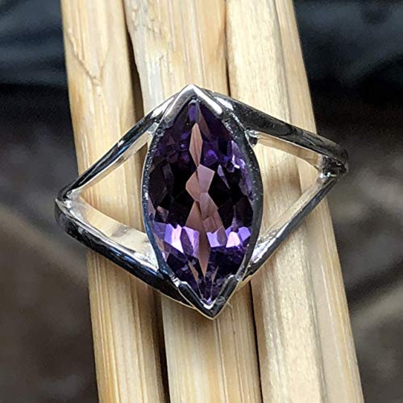 Natural 2ct Purple Amethyst 925 Solid Sterling Silver Ring Size 6, 7, 8, 9 image 4