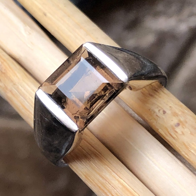 Natural 2ct Smoky Topaz 925 Solid Sterling Silver Men's Ring Size 8, 9, 10, 11, 12, 13 image 4