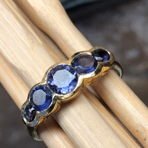 NaturaI Iolite 14k Gold Over Sterling Silver Engagement Band Ring Size 5, 6, 7, 8, 9