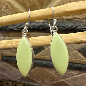Natural Australian Lemon Chrysoprase 925 Sterling Silver Earrings 35mm