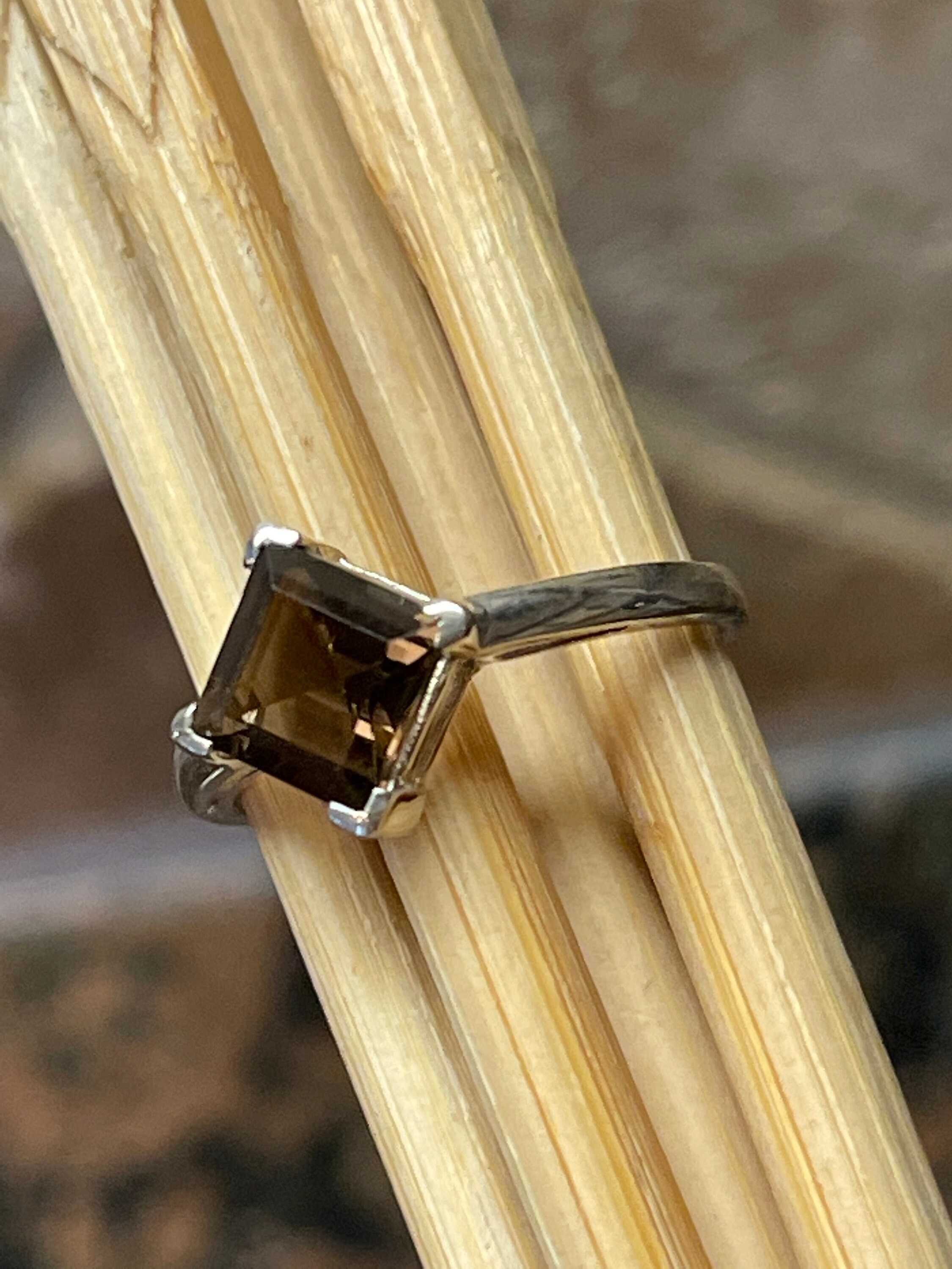 Bague En Argent Massif Avec Topaze Fumée 14x9 Mm - Taille 57-58 - Neuf Sans Emballage