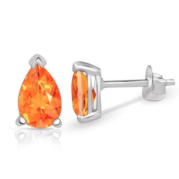 Natural Mandarin Orange Garnet 925 Solid Sterling Silver Earrings 5mm