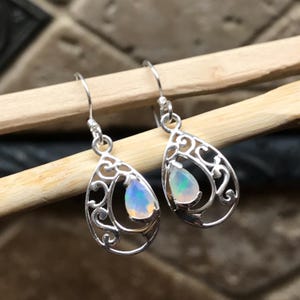 Echte äthiopische Opal 925 Massiv Sterling Silber Ohrringe 25 mm