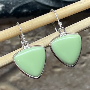Natural Australian Lemon Chrysoprase 925 Sterling Silver Earrings 30mm